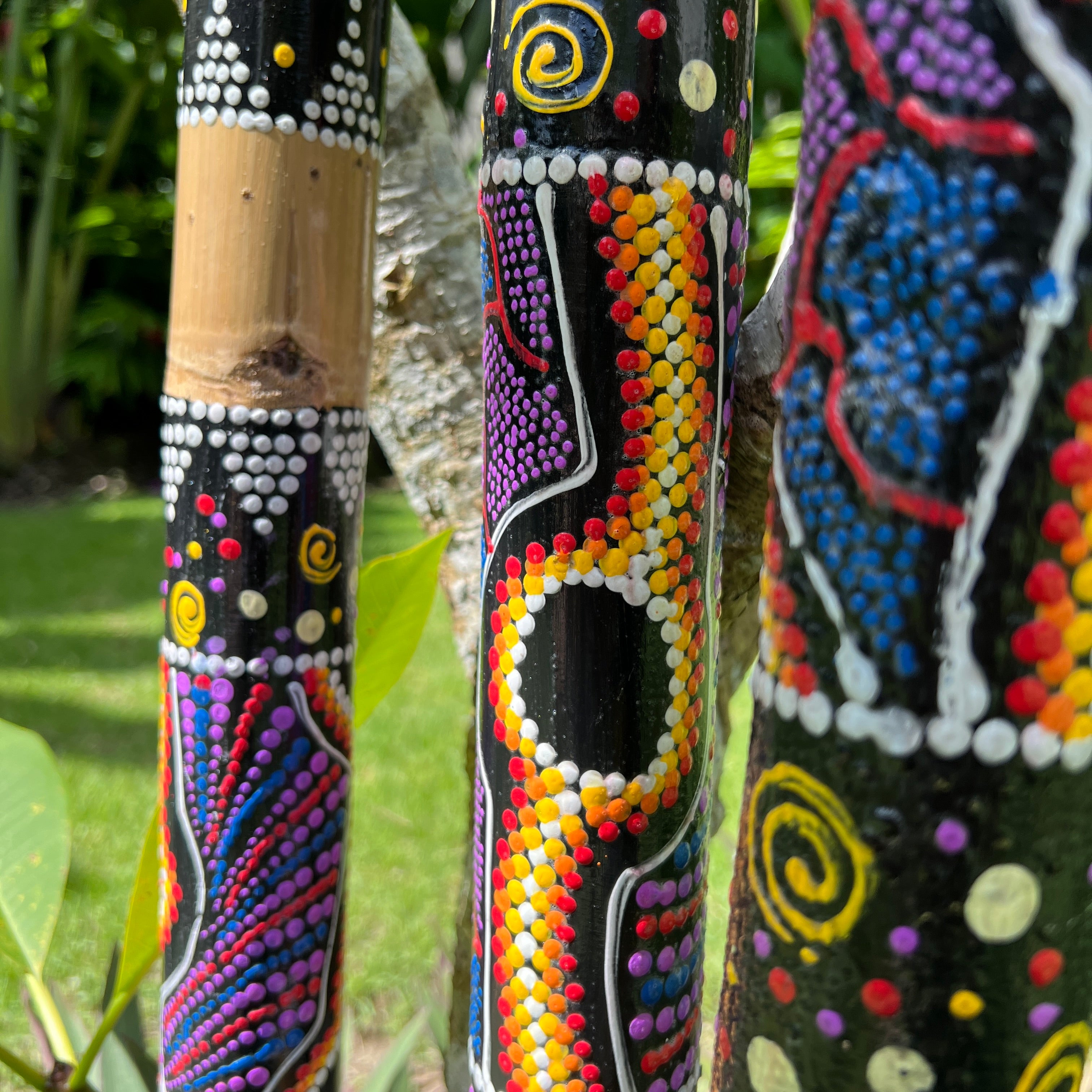 Close-up of Rainstick surface showing bamboo texture and finish