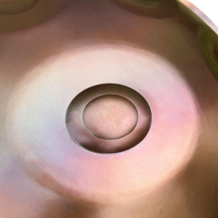 Closeup Deep, resonant Ember Steel Handpan by LIDAH®